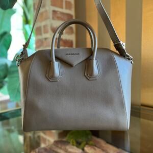 GIVENCHY Antigona Medium Gray Calf Leather Satchel Bag